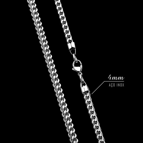 Kit Corrente Cordão Pulseira Masculino Prata Cj-113 Aço Inox