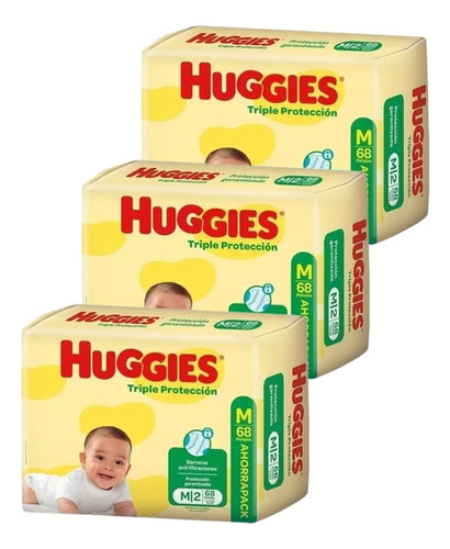 3un Pañales Huggies Clasico Triple Proteccion Talle M