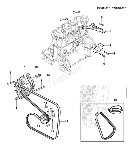 Kit 2 Correas + Tensor Poli V Original Gm Prisma 1.4 2019