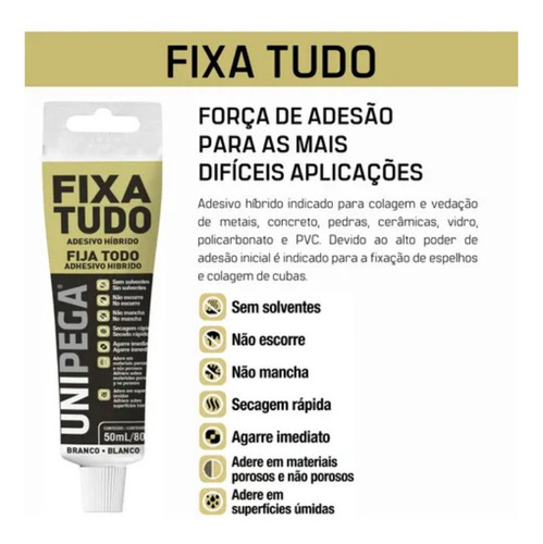 Imagem 3 de 5 de Cola Fixa Tudo 02 Unidades Com Alto Poder Adesão 80g Unipega