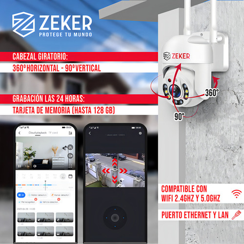 Cámara De Seguridad Wifi Exterior Impermeable Zeker 2mp 5g