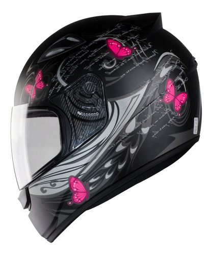 Capacete Moto Fechado Ebf Spark New Borboleta Preto Fosco Cor Rosa Tamanho do capacete S - 55/56