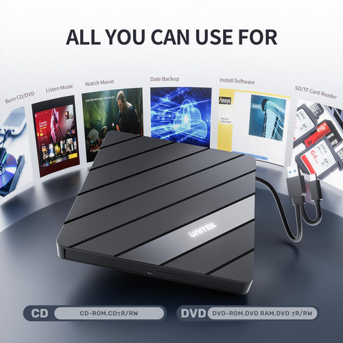 Unitek Controlador De Dvd Externo Usb C Portátil Cd/dvd +/.