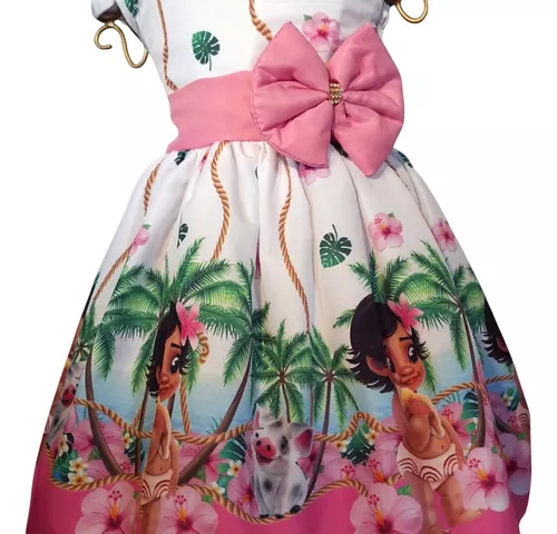 Vestido Festa Moana Baby Luxo Roupa Infantil Aniversário