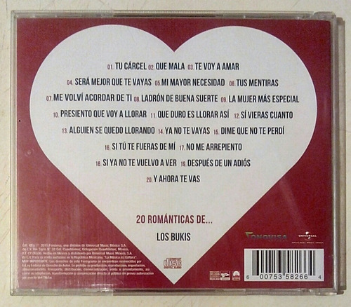 Cd Los Bukis *20 Romanticas De Los Bukis... Fonovisa 2015 (Usado)
