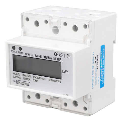 Medidor De Energía De Riel Din, Monofásico, 2 Hilos, 4p, Lcd