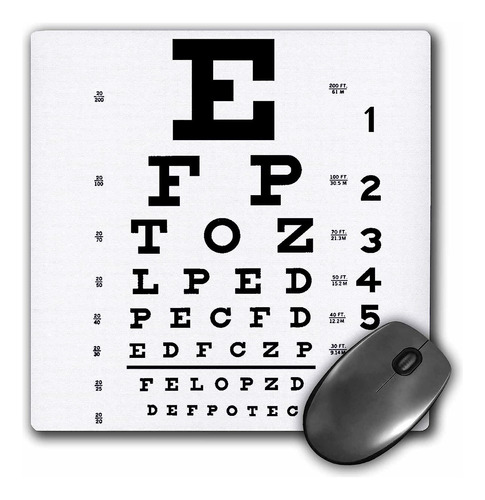 Mouse Pad Blanco Alfabeto Tabla Optometrica 8 X 8 Pulgadas