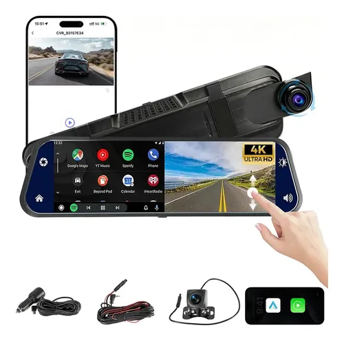 Câmera Veicular Automotiva com Wi-Fi 4K+1080p e Tela de 10"