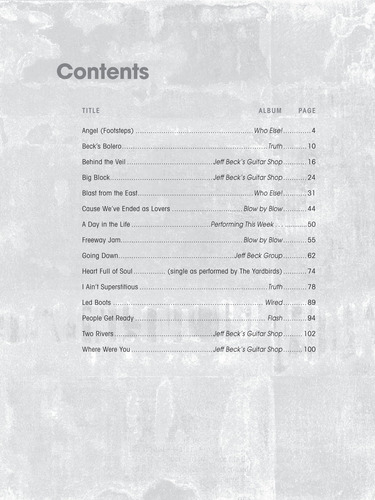 Jeff Beck: Guitar Tab Anthology.