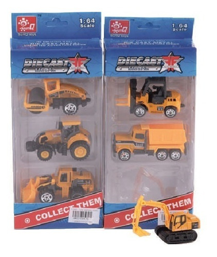 Set Carros Metalicos Construccion X 3 Caja