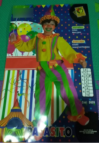 Disfraz Payasito Para Niño Marca Carnavalito - Usado