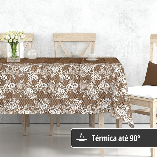 Toalha Mesa Plástica Térmica Rustique Mr 12 Lugar 1,40x3,00 Cor Estampada