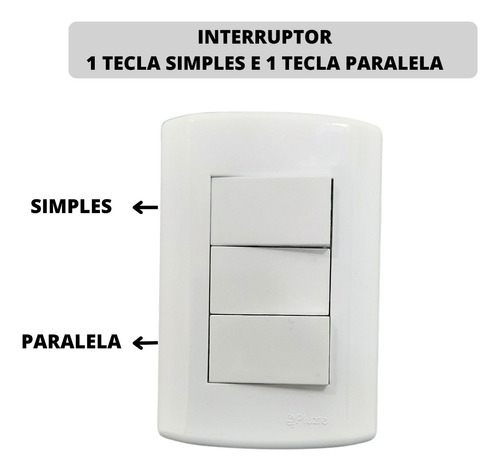 Interruptor Com Placa Varios Modelos Simples/paralelo/tomada Cor Interruptor 2 Teclas (simples E Paralela)