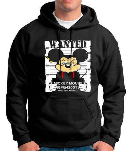 Polera Con Capucha Parodia Mickey Wanted