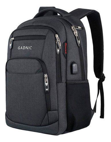 Mochila Impermeable Gadnic Para Computadora Cierre Antirrobo Color Negro