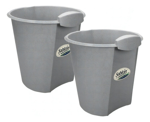 2 Pack Bote De Basura Redondo 13l Con Asa Color Gris