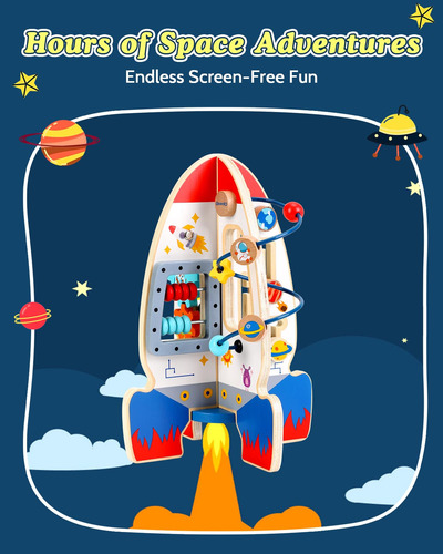 Cubo De Actividades Montessori Baby Space Rocket 6 En 1 Color