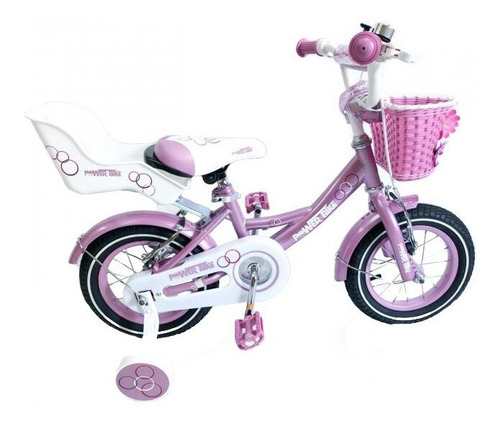 Bicicleta paseo femenina Power Bike Lady R12 frenos v-brakes color rosa con ruedas de entrenamiento  