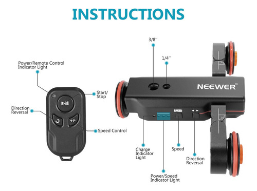 Câmera De Vídeo Sem Fio Dolly Rail Sliding Car Neewer