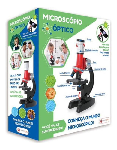 Microscópio Óptico Infantil - Vermelho - Shiny Toys