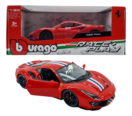 Vehículo Ferrari 488 Pista Esc. 1:24 Race Play Bburago Rojo