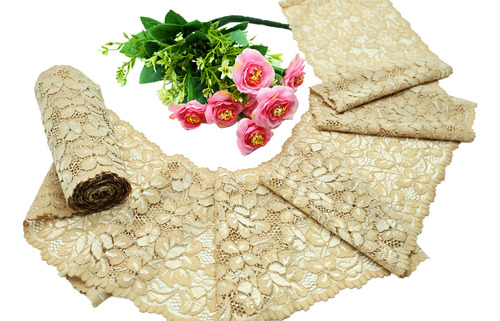 10 Metros De Encaje Alta Calidad 15.5cm Ancho. Ven003 Beige