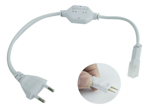 Kit 5 Cabo De Alimentação Rabicho P/ Mangueira Led Chata 6mm Cor da luz Branco 127/220V