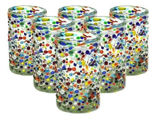 Set 6 Vasos Para Agua - De Vidrio Soplado Granizado Festival