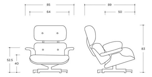 Sillón Sofá Gaia Eames Lounge Ottoman Tamaño Individual Con Taburete Nogal Con Café Base Madera Y Acero 1 Unidad