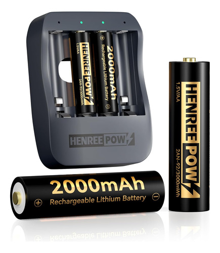 Aa 1.5v Lithium Rechargeable Battery, High Capacity 300...