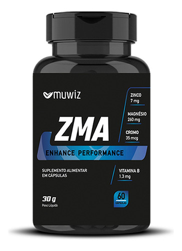 2x Zma 60 Caps 500mg Enhance Performance Muwiz Nova Fórmula Sabor Sem Sabor