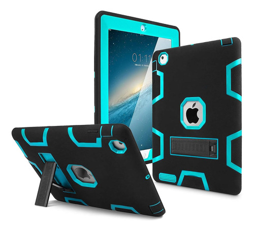Funda iPad 2,3,4 Goma Resistente A Impactos/negro Azul