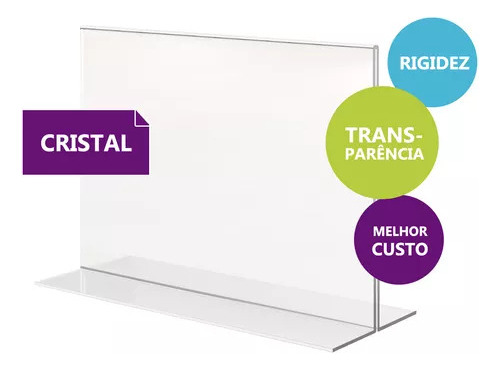 Display Acrílico Horizontal T Mesa Balcão Qr Code A5 100 Uni