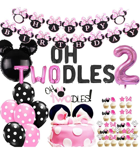 Oh Twodles Balloons Minnie Second Birthday Mouse Banner Cake