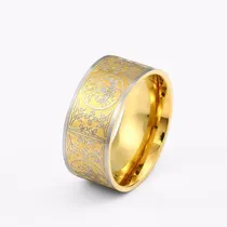 Comprar Anillo Dorado Estilo Chino De Colección Acero Inoxida. 316 