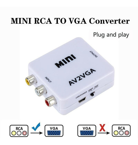 Imagen 4 de 5 de Conversor Adaptador Rca A Vga Activo Con Audio Local 1junta