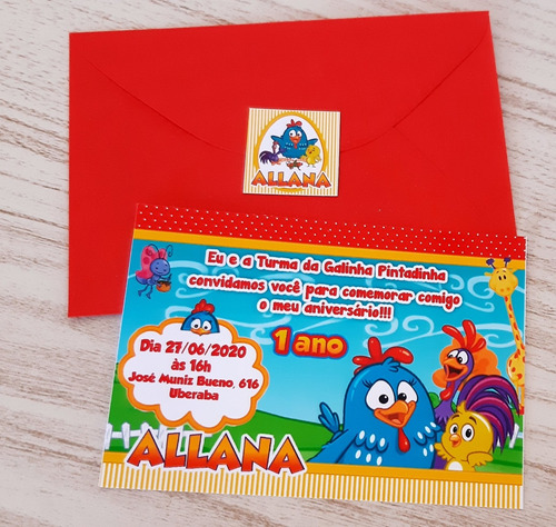 Imagem 1 de 5 de 40 Convites Galinha Pintadinha