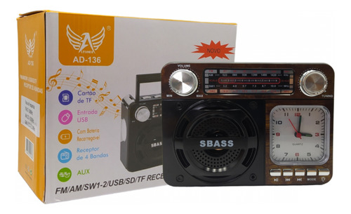 Radio Retrô Portátil Bluetooth Com Relógio Analógico Altomex