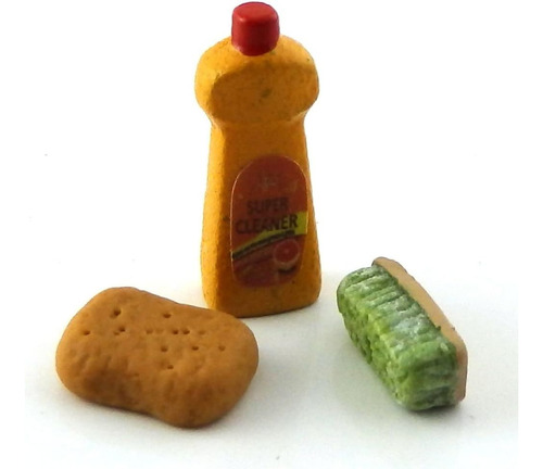 Juego De 3 Artículos De Limpieza En Miniatura Para Casa De M
