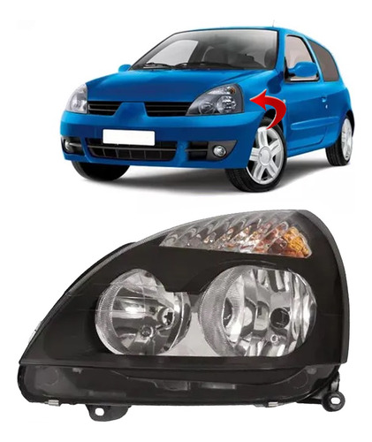 Farol Mascara Negra Clio Hatch Sedan 2003 2004 05 2006 2007