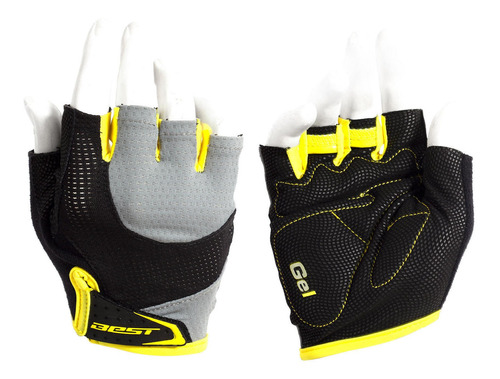 Guantes Mtb Bicicleta Corto Gel Gris/amarillo Talla Xl Best