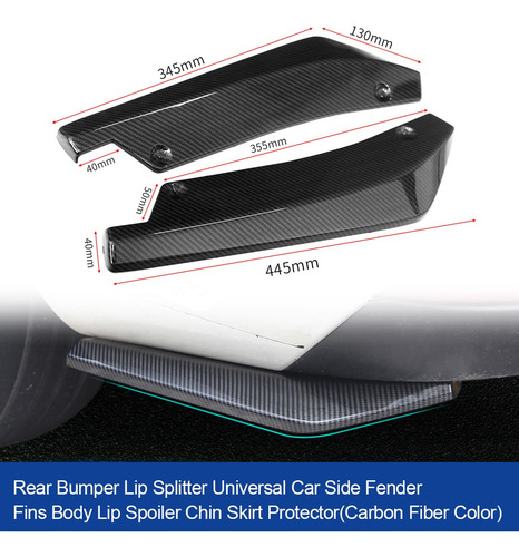 Imagen 6 de 6 de Parachoques Trasero Lip Splitter Universal Car Side Fender