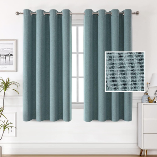 Cortinas Opacas De Lino Sintético 100% De 54 Pulgadas De Lar