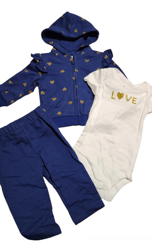 Conjunto Buzo Bebé Pantalon, Body, Poleron 100% Algodon