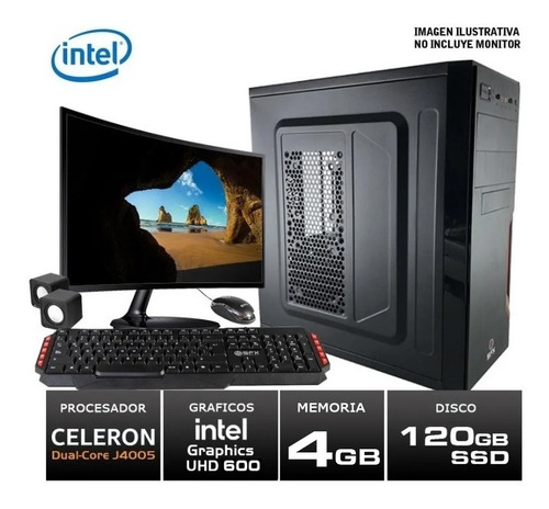 Imagen 1 de 6 de Pc Armada Kit Intel Celeron 4gb Ram 120gb Ssd + Wifi + W10