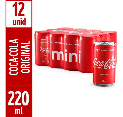 Coca Cola Original Lata Mini Gaseosa Comun Pack X12 Unidades