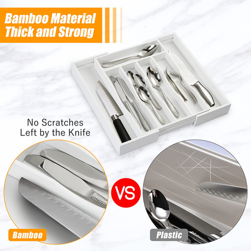Organizador De Cubiertos Color Blanco Expandible Y Elegante