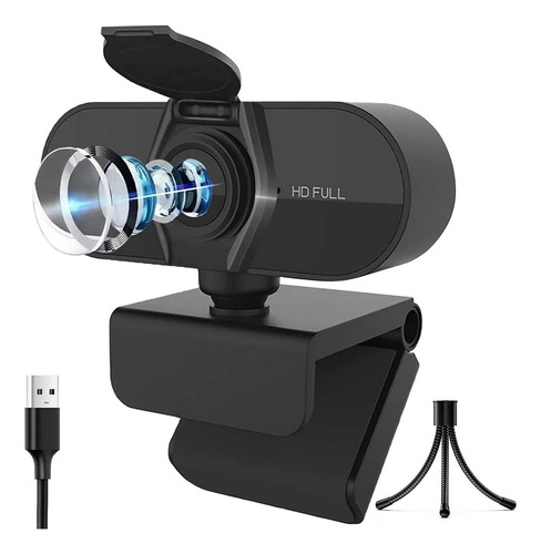 Webcam Con Micrófono, Salandens Cámara Web Hd 1080p, Cámara Web Para Ordenador, Enfoque Automático Plug And Play, Cámara Usb Para Ordenador Portátil, Pc/mac, Estudio En Línea,videollamadas, Estudios