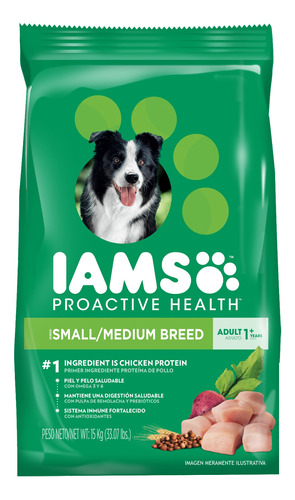 Iams Alimento Seco Perro Adulto Raza Peq / Med Pollo 15kg