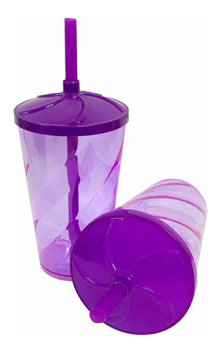 30 Copos Twister C/ Tampa 700ml Black November Cor Roxo Néon